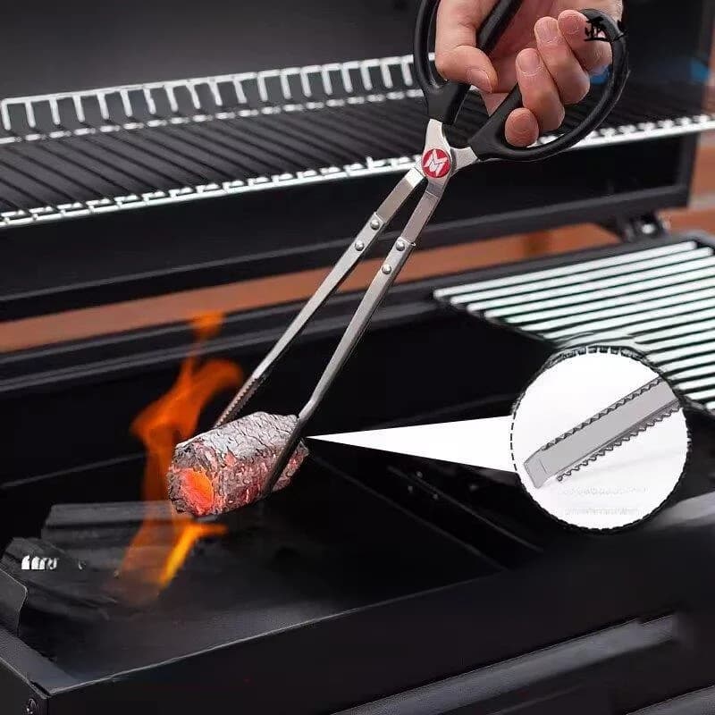 Stainless Steel Clamp Fire Tongs Home Use Camping Barbecue Tool Charcoal Fire Clamps Pickup Stick Firelighting Tool