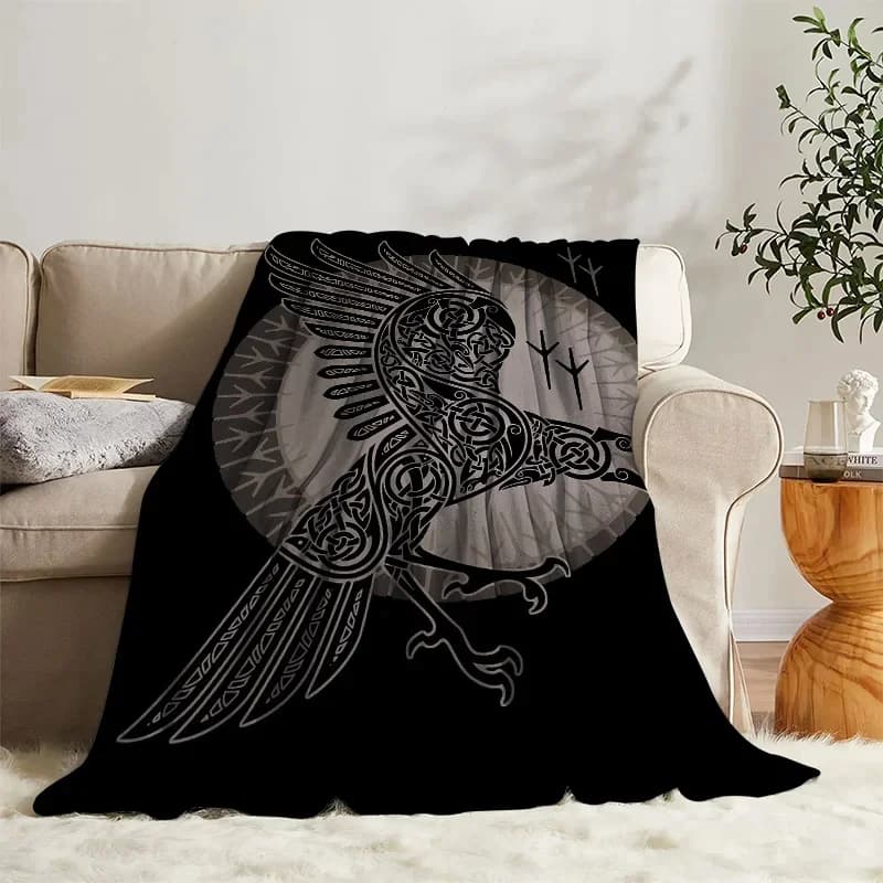 Coperta soffice Odins Ravens Muninn Camp Nap copriletto coperta in pile tessili per la casa regalo di compleanno coperta arredamento camera da letto
