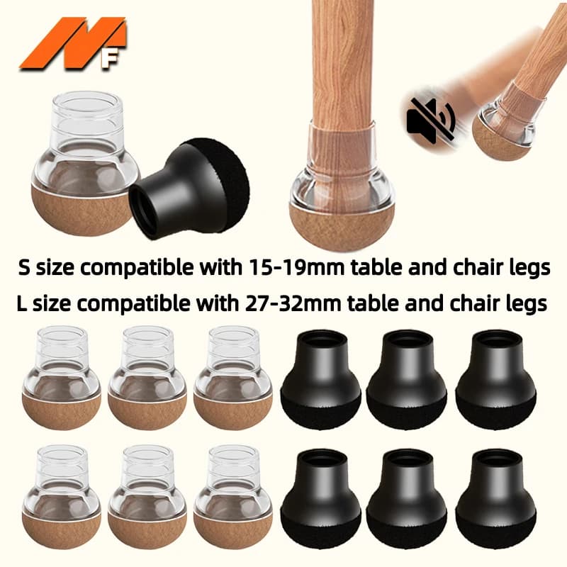 Nuova protezione trasparente per il pavimento delle gambe delle sedie in silicone con copertura protettiva per i piedi delle gambe dei mobili delle gambe delle sedie degli sgabelli da bar in feltro avvolto