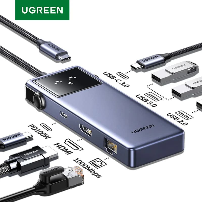 UGREEN Uno HUB USB 7 in 1 da tipo C a 4K60Hz HDMI USB3.0 5Gbps RJ45 1000Mbps per MacBook Accessori per laptop Docking station