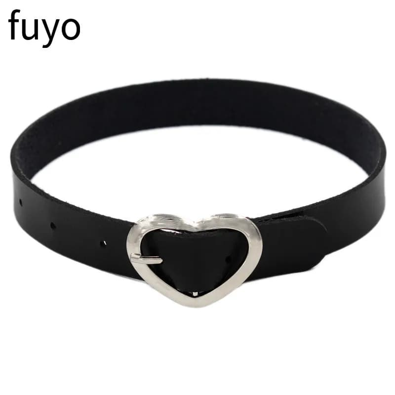 New Fashion Cosplay Harajuku Punk Rock Collana gotica Sexy PU Pelle Cuore Rotondo Spike Collare Collana girocollo Accessori per il corpo