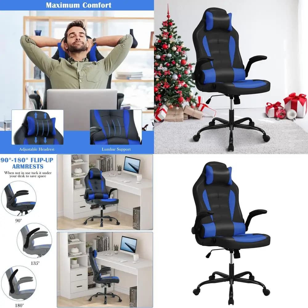 Sedia da Gaming Ergonomica in Pelle PU per Adulti: Sedia da Scrivania Girevole e Reclinabile con Altezza e Schienale Regolabili, Comoda per Computer