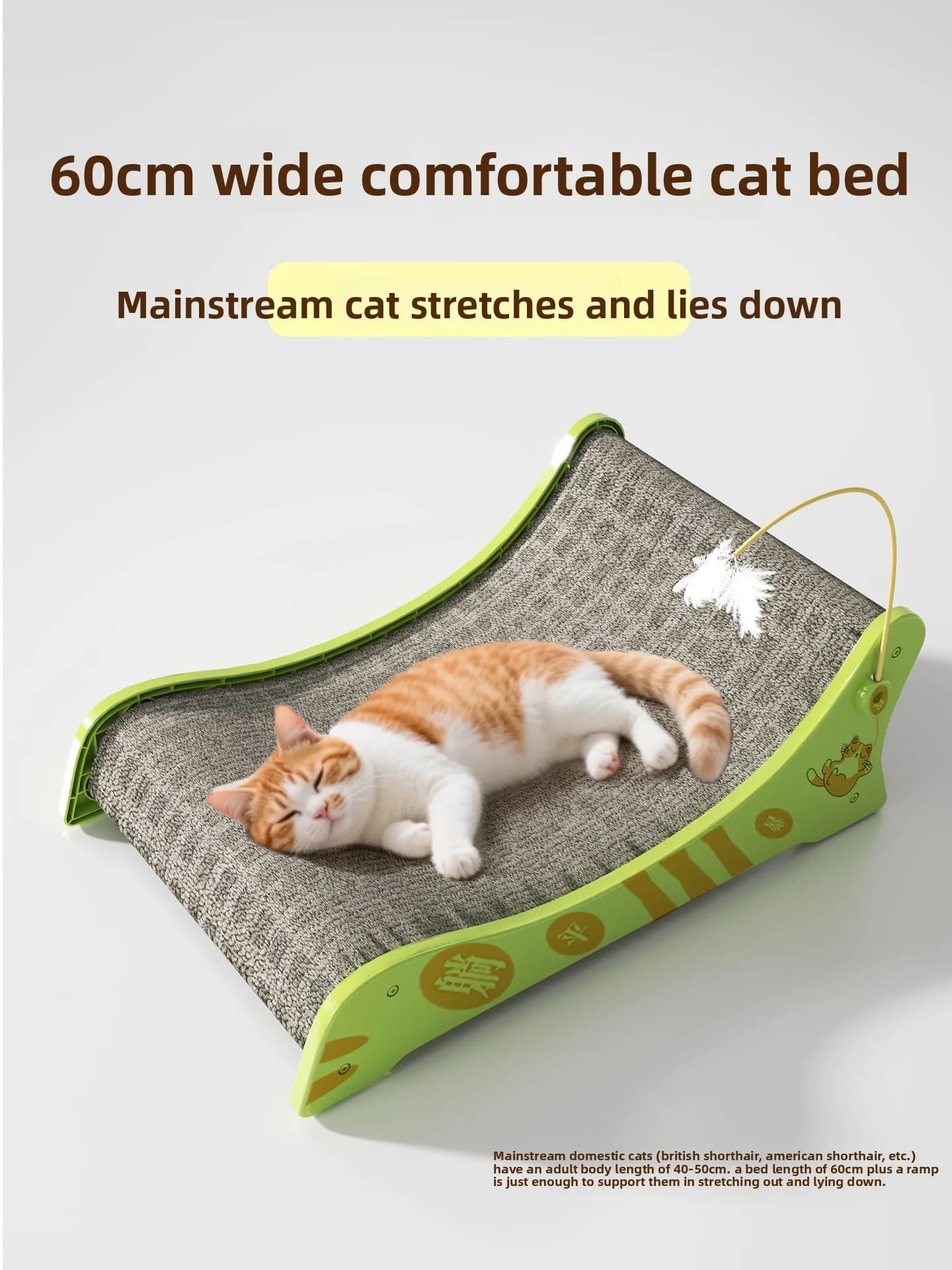 Lettino per gatti reclinabile fuori terra Tiragraffi per gatti resistente all'usura senza briciole lettiera estiva per gatti integrata extra large