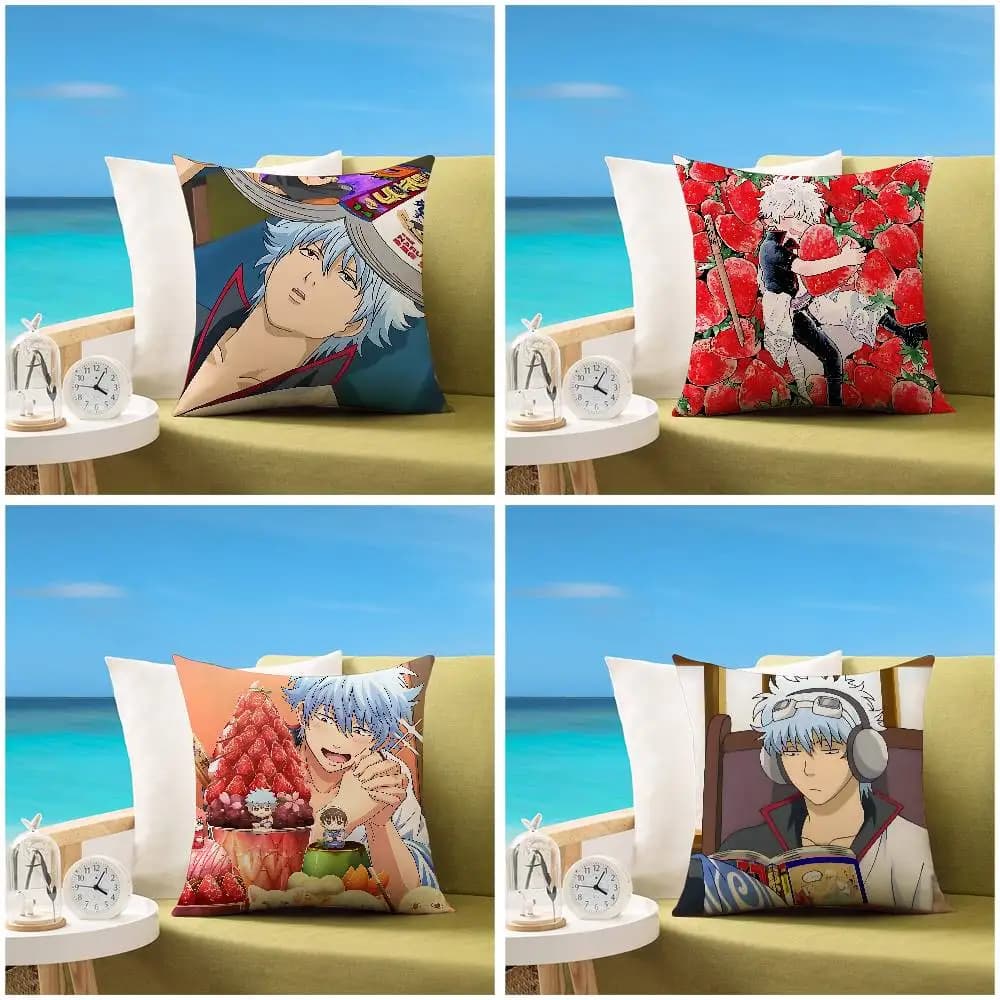 Anime G-Gintama Pillow Case Sofa And Living Room Decorative Cushion Covers Dust-proof And Mite-proof Invisible Zipper