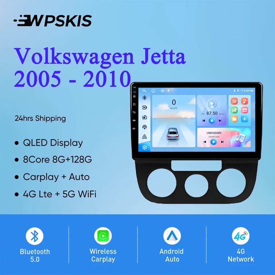 Per Volkswagen Jetta 2005 - 2010 Auto Radio Stereo Multimedia Video Player GPS Monitor di Navigazione Android 14 4G Lte WiFi Carplay