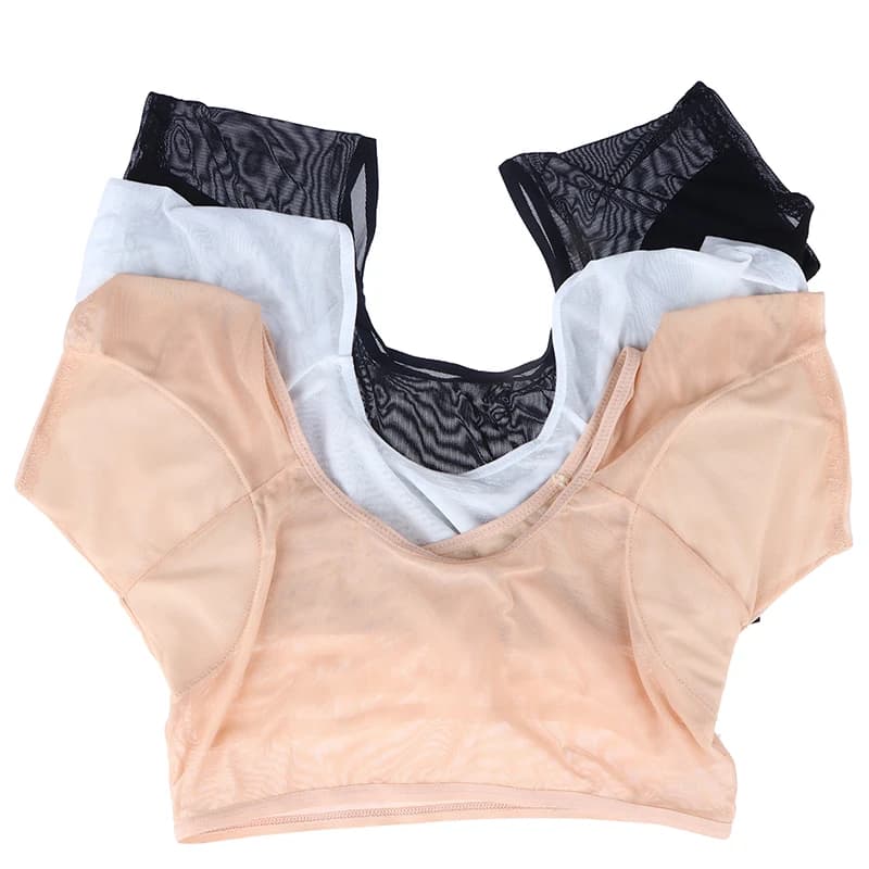 **Underarm Sweat Pad Vest Absorbent Deodorant Pad Women T-shirt Shape Sweat Pads Reusable Washable Transparent Mesh Ultrathin