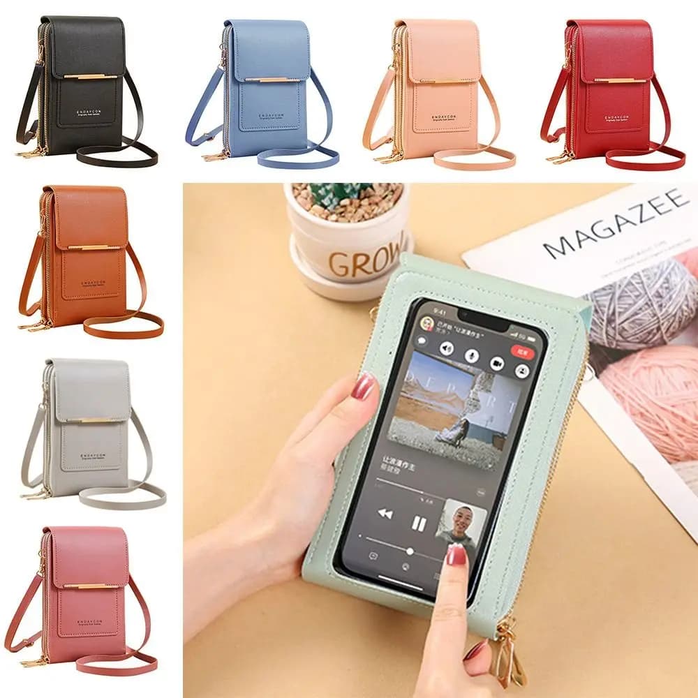Women's RFID Smartphone Shoulder Bag, Phone Bag with Touch Screen, RFID Anti-theft Wallet