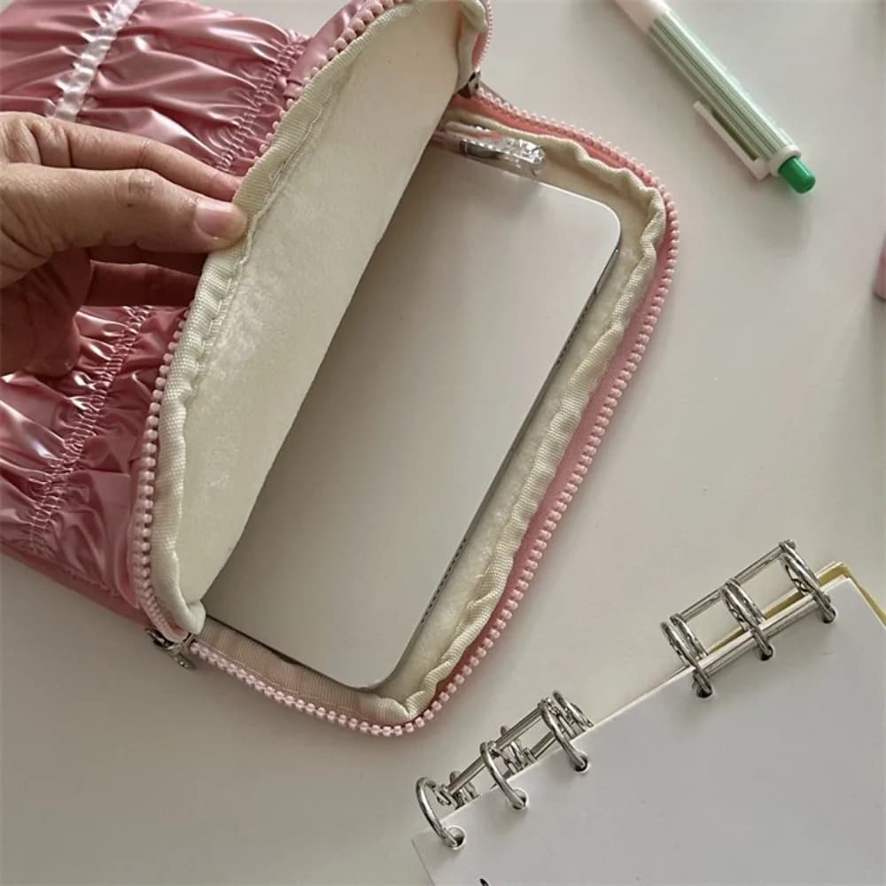 Borse per laptop portatili pieghettate alla moda Custodia per laptop con fiocco impermeabile Custodia per notebook leggera con doppia cerniera da viaggio