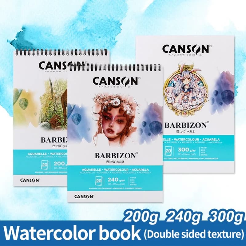 CANSON BARBIZON 20 Sheets Watercolor Book Fine Grain 300g Paper Art Sketchbook for Painting Student Artists Art Supplies