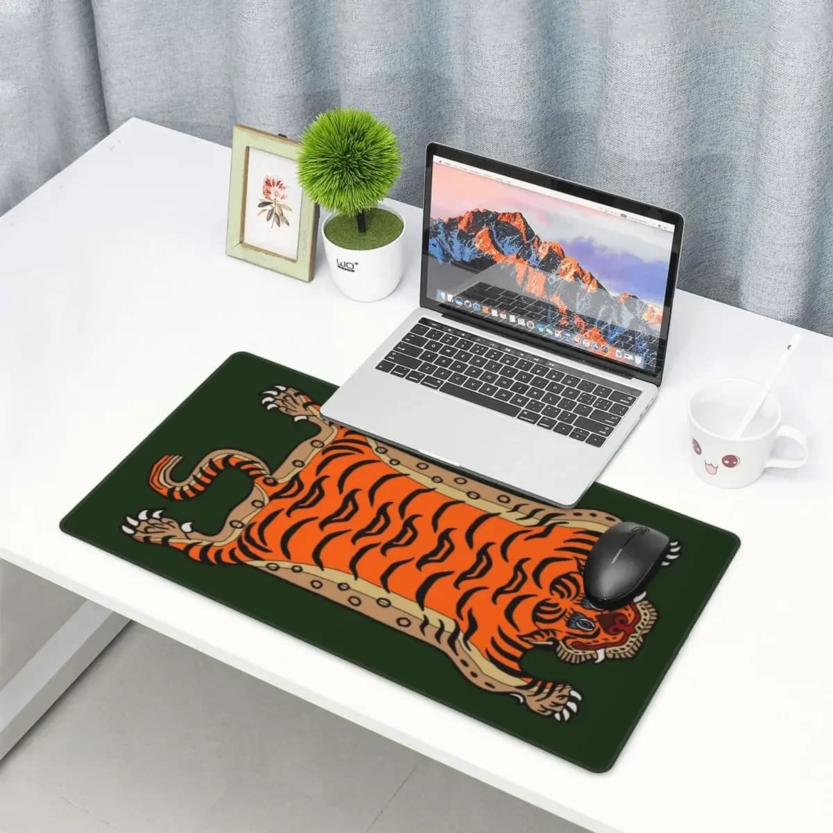 Tappetino per mouse grande TIGRE TIBETANA, tappetino per PC da gaming, tappetino per tastiera, tappeto per computer, accessori da ufficio, tappetino da scrivania