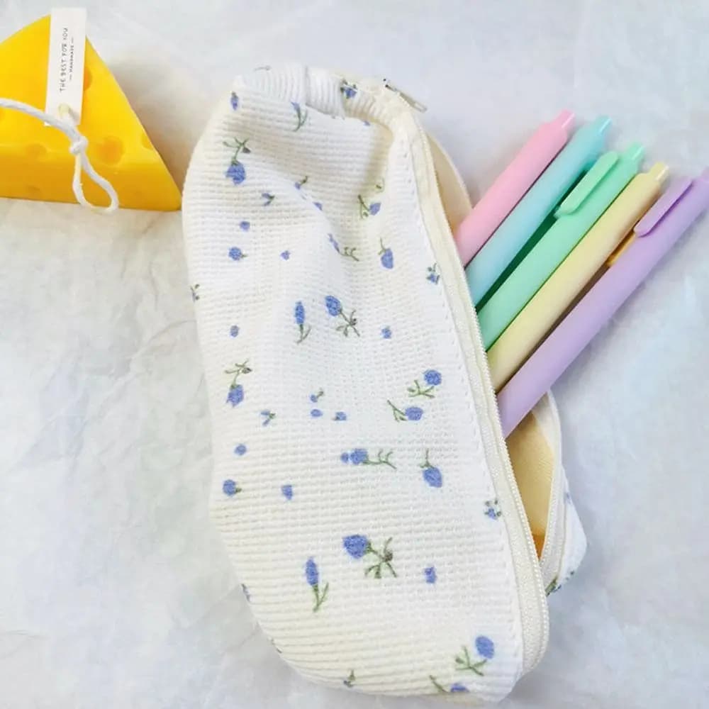 Office Supplies Women Makeup Bag Pen Box Fresh Style Stationery Pencil Bag Pencil Cases Storage Bags Small Flowers