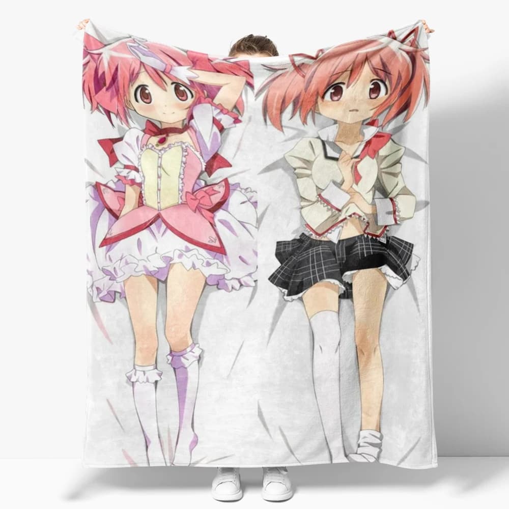 Anime Puella Magi Madoka Magica Flannel Blanket Warm Soft comforter Throw Blankets Bedroom Kawaii Room Decor
