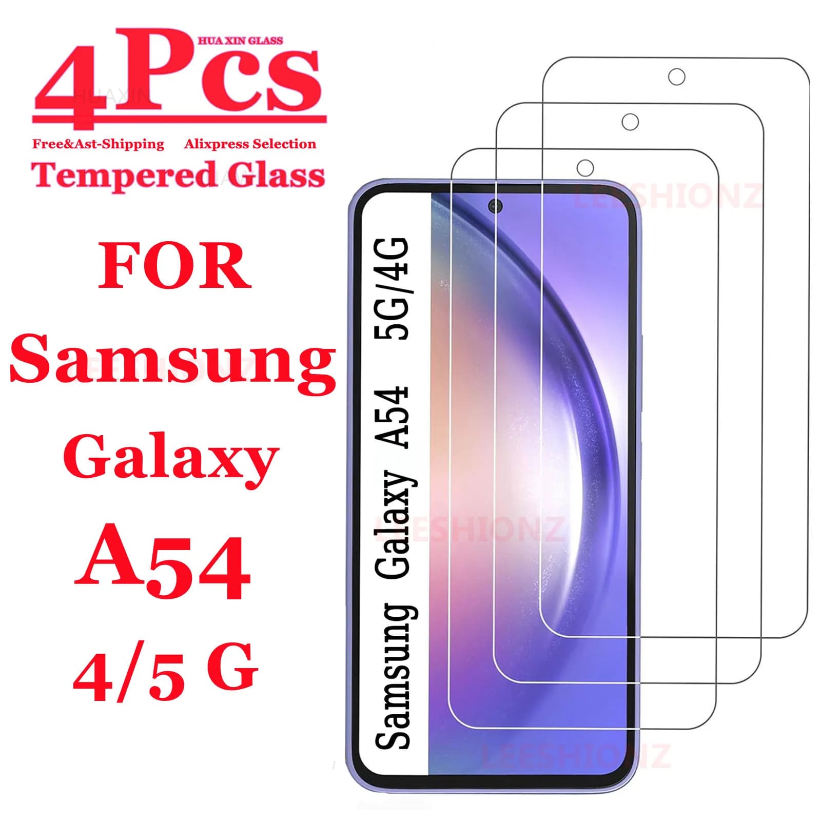 Proteggi schermo in vetro temperato 99D per Samsung Galaxy A54 5G 4G, da 1 a 4 pezzi