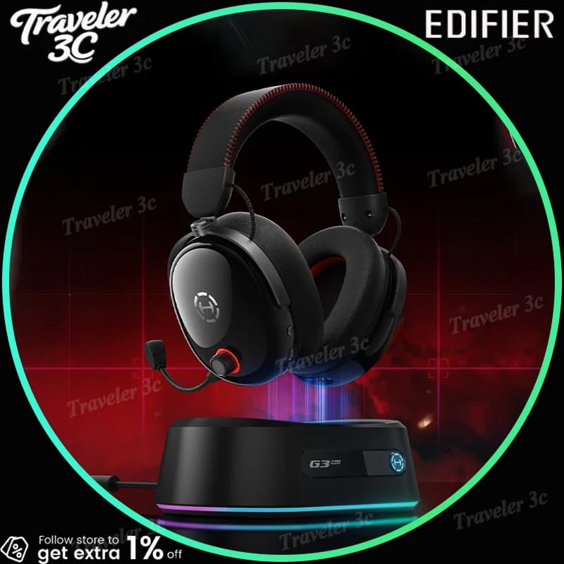 EDIFIER HECATE G3 MAX Cuffie da Gaming Wireless 2.4G con Bluetooth e Quattro Ingressi THX, Base di Ricarica RGB 2000mAh, Cuffie Wireless