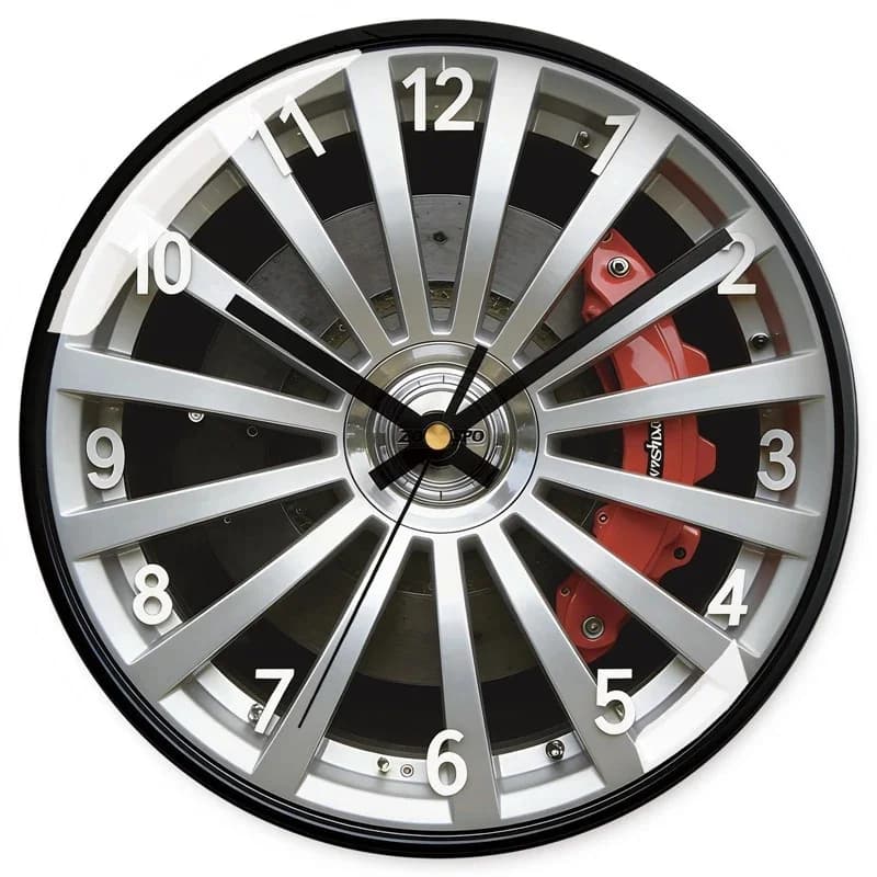 Car Tire Wheel Rim Wall Clock Racing Mechanical Silent Quartz Hanging Unique Automotive Garage Home Office Decor For Car Fans