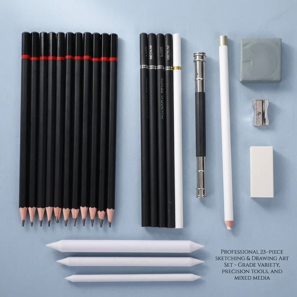31pcs Sketching Pencils Set Professional Drawing Kit with Graphite Charcoal Watercolor Pencils Art Supplies for Artists Beginner