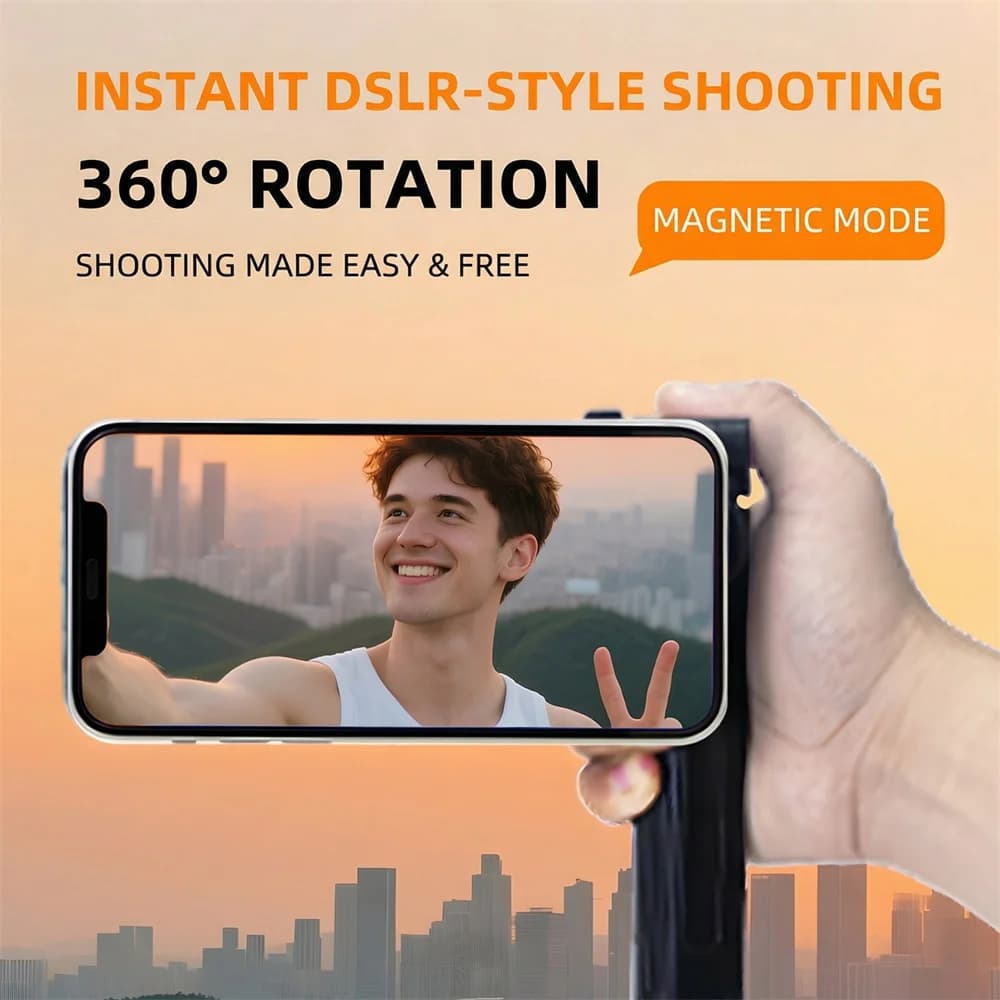 Supporto Magnetico 3-in-1 per Telefono, Asta Selfie, Treppiede Bluetooth e Stabilizzatore per Registrazione Vlog e Live Streaming