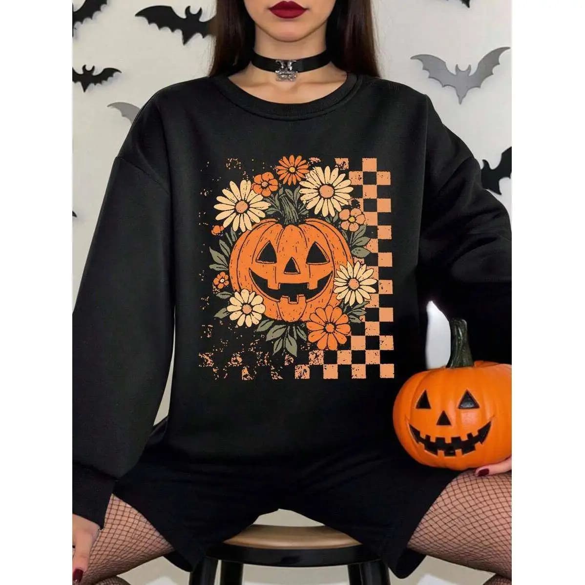 Halloween Casual Women's Hoodie Straight Leg Polyester Fabric Printed Design Non-Hat Wearing Spring Thin Model Xxb136961390