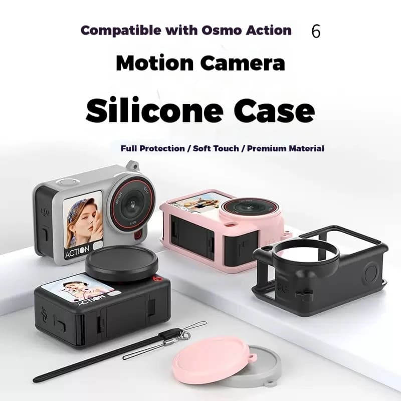 Silicone Case for DJI Osmo Action 6 Protective Case Selfie Stick Portable Tempered Film for Camera Accessories DJI Osmo Action 6