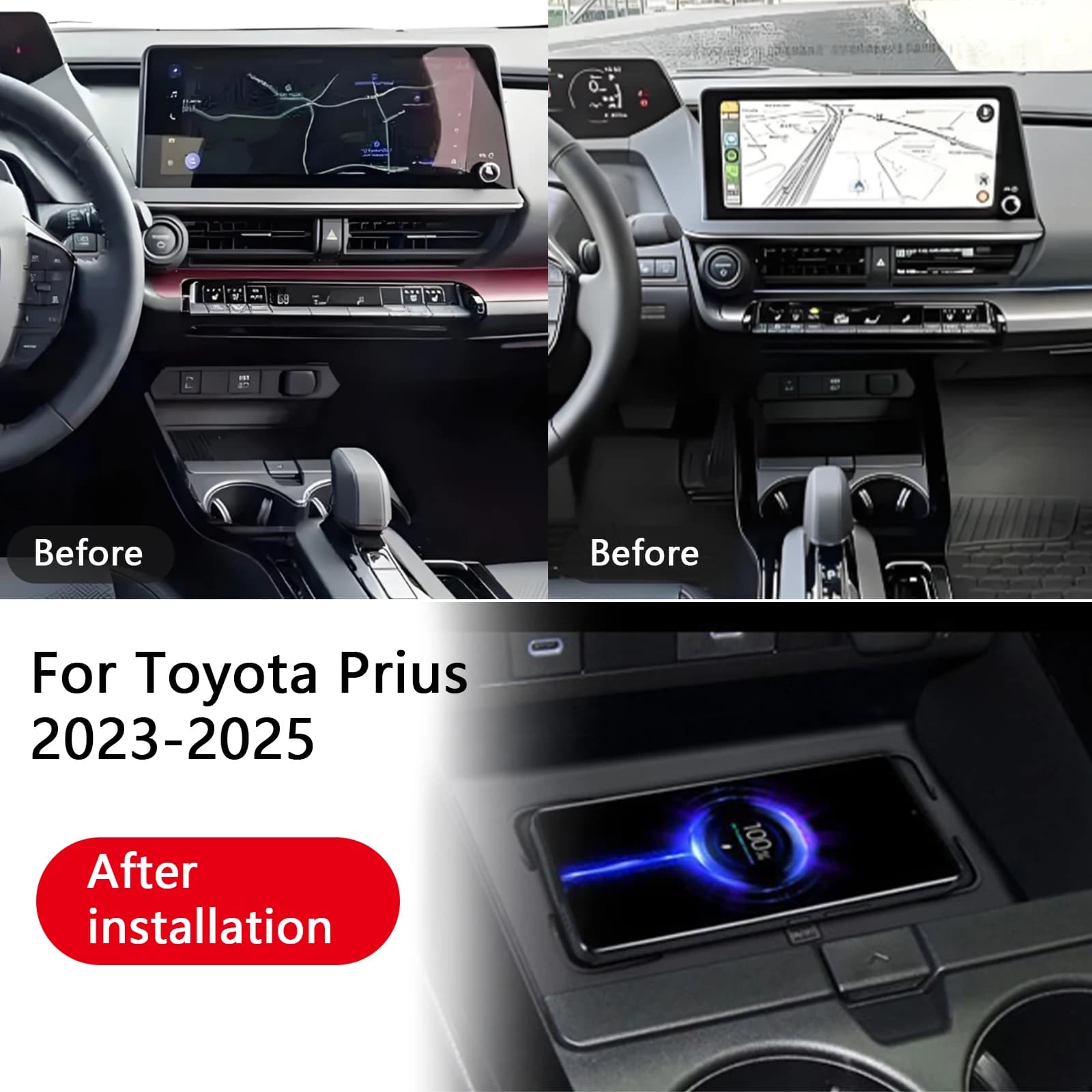 L'ultimo per Toyota Prius 2023 2024 2025 Caricatore del telefono della console centrale per auto Caricatore wireless veloce Supporto di ricarica della piastra di ricarica