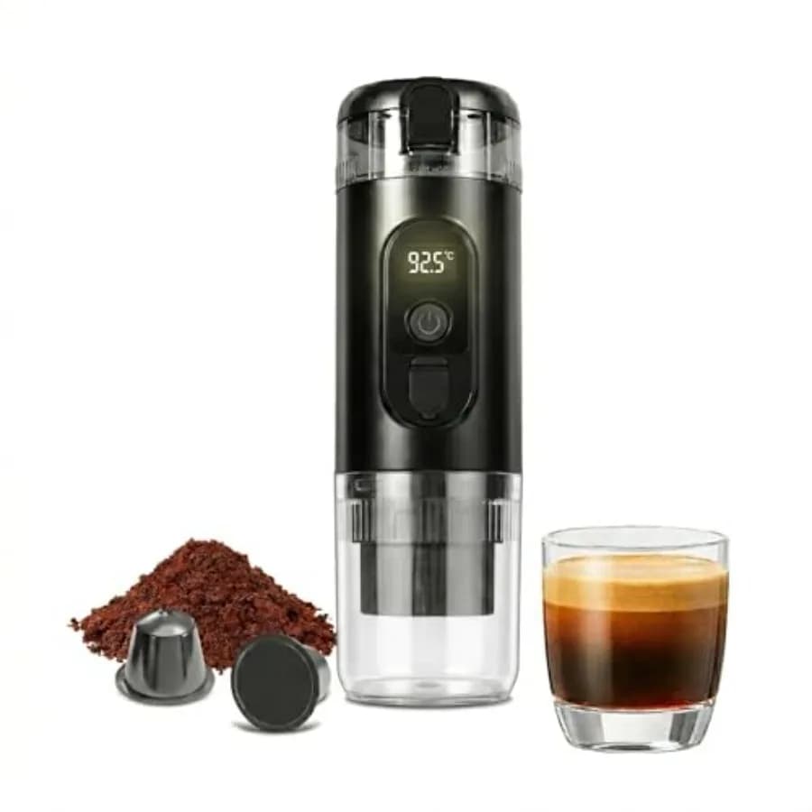 Portable Espresso Maker, Electric Travel Coffee Machine with Self-Heating and 20 Bar Pressure USB-C Rechargeable, Smart Display