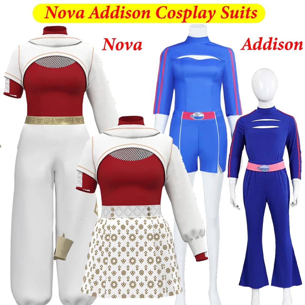 Nova Addison Costume Cosplay 2025 Film Zombies 4 Fantasia Abbigliamento Abito Parrucca Donne Ragazze Panno Abiti di Halloween per Bambini Adulti