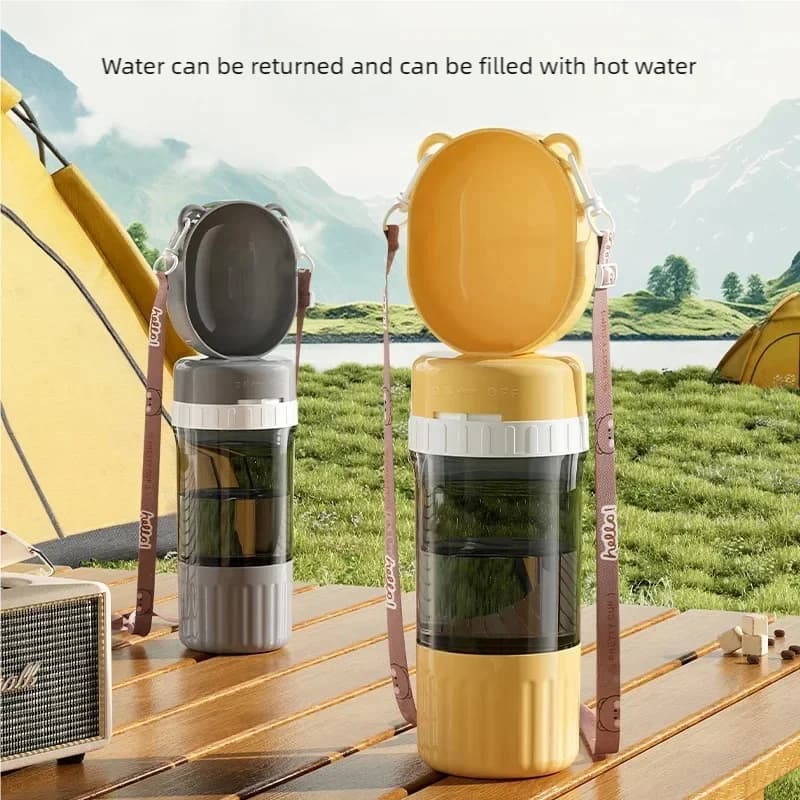 2-in-1 Pet Water Bottle Food Container Leakproof Portable Dog Travel Water Dispenser for Hiking Camping