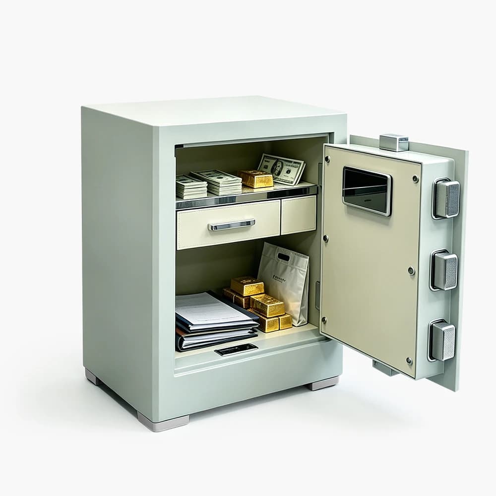 Heavy Duty 10mm Door Safe Electronic Fingerprint Lock Acrylic Smart Panel Hidden Compartment Hand-Stitched Leather Safe
