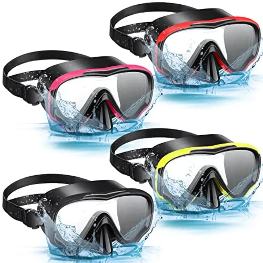 Set di 4 Maschere per Snorkeling per Adulti, Maschera Subacquea Antiappannamento, Attrezzatura per Immersioni, Occhialini Panoramici per Nuoto per Uomini e Donne