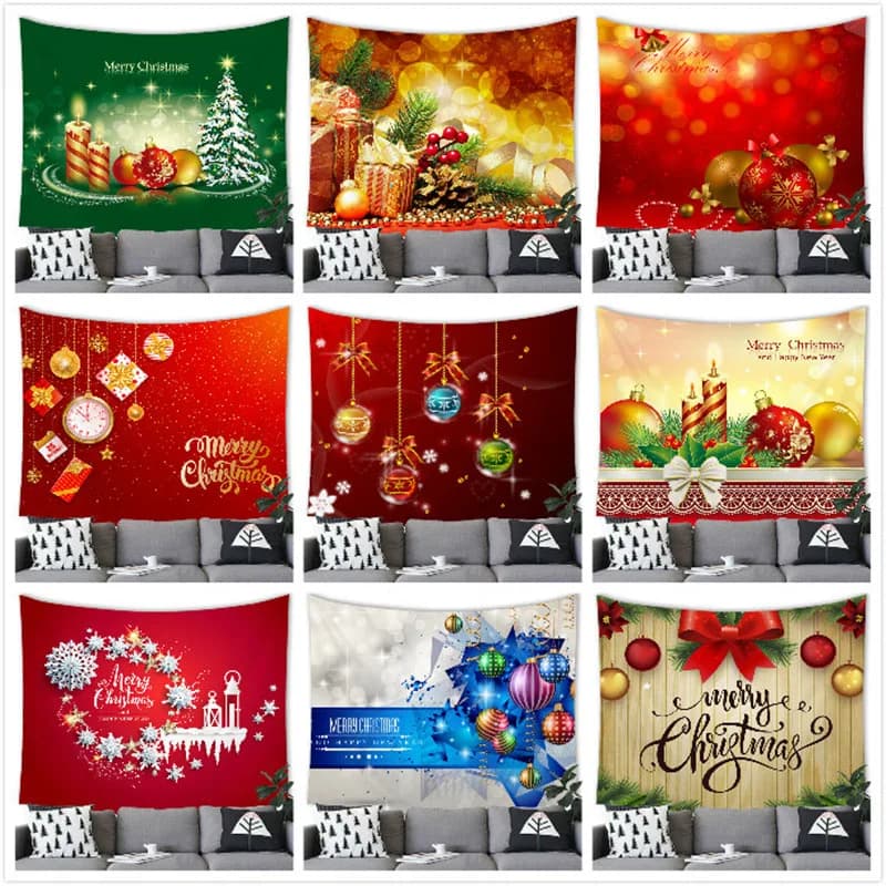 Happy Christmas cartoon snowman digital-printed polyester tapestries living rooms bedrooms macrame wall hanging room decor