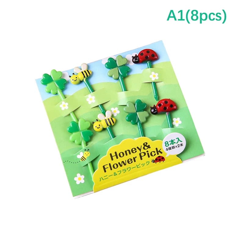 8/12 Pz Bambini Plettri di Frutta Ago Bastone Stuzzicadenti Mini Creativo Torta di Frutta Dessert Forchette Per Alimenti Lunch Box Decor Bento Accessori