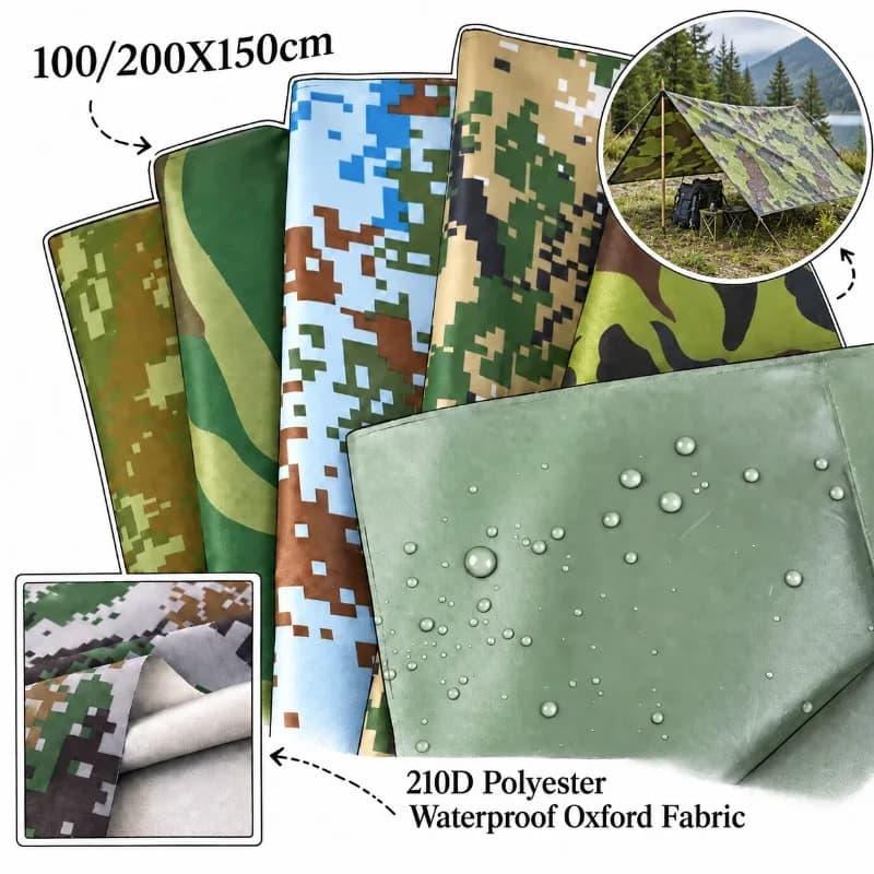 100/200X150cm 210D Camouflage Fabric Waterproof Oxford Cloth Backpack Outdoor Tent High-strength Wear-resistant Luggage Fabrics