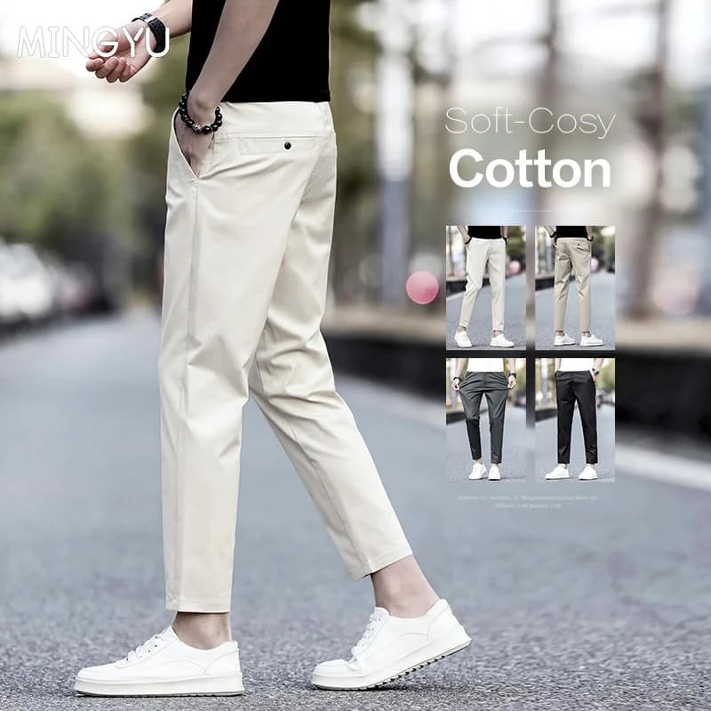 2025 Nuova Estate Cotone Pantaloni Alla Caviglia Da Uomo Sottile Elastico In Vita Jogger All'aperto Coreano Vestito Da Lavoro Pantaloni Casual Maschio 28-38