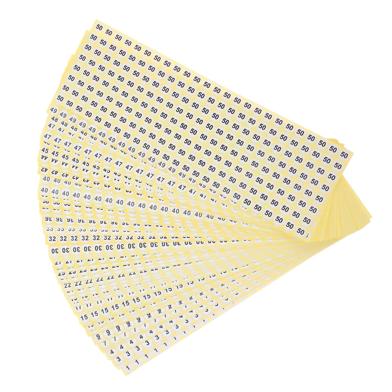 50 Sheets Paper Number Stickers Clear Round Digital Labels for Clothes Hangers Tool Boxes Trash Bins DIY Marking and Sorting