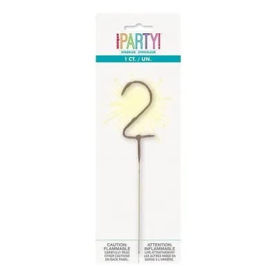 Number 2 Sparkler Flame Candle by : Gold Birthday Number Candle by for Birthday Cake Celebrations