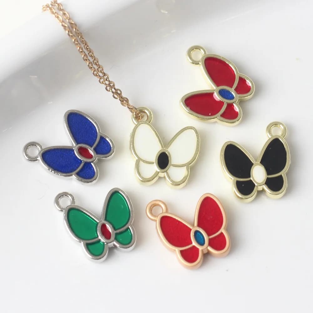 10 pcs/lot 11*12MM In Zinc Alloy Painted Butterfly Pendants and Pendants FAI Necklace by The Earrings Accessories