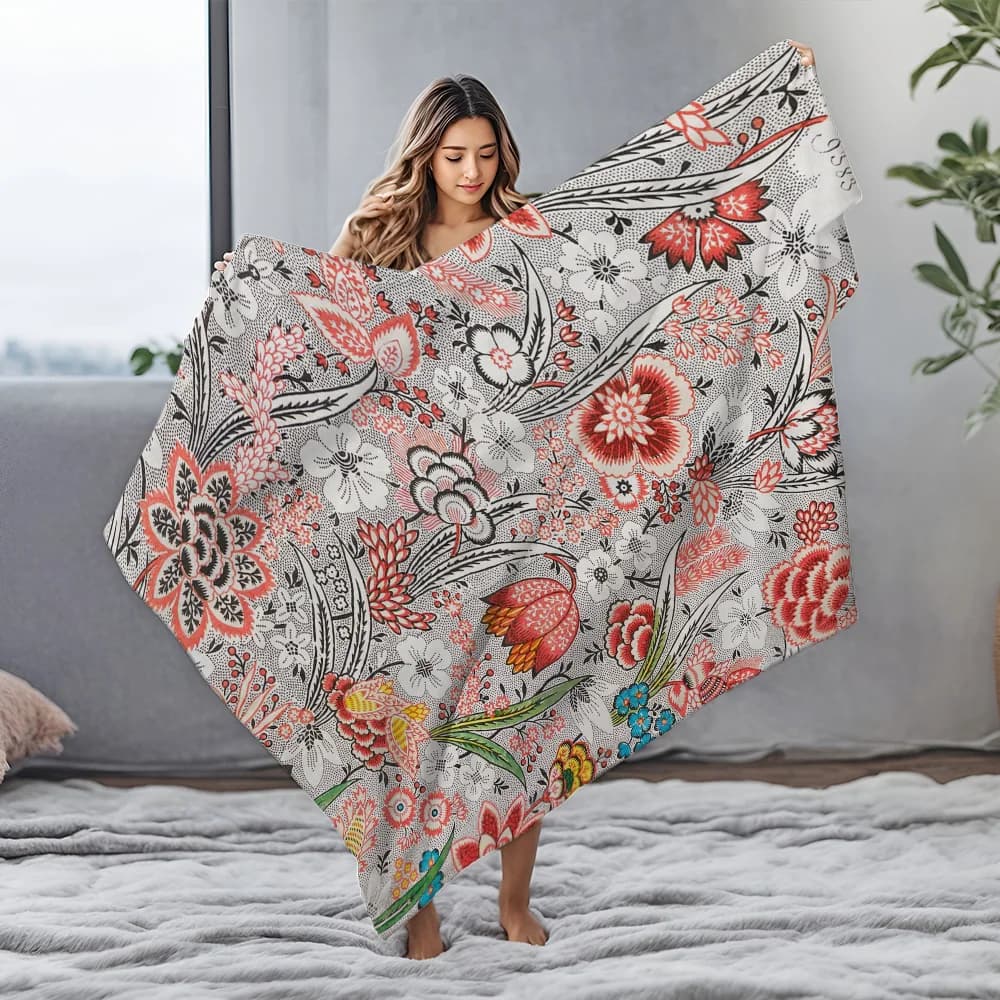 Coperte con motivo floreale Morbida flanella calda Coperta per animali domestici Scottish Terrier per divano letto Copriletti Coperte trapuntate