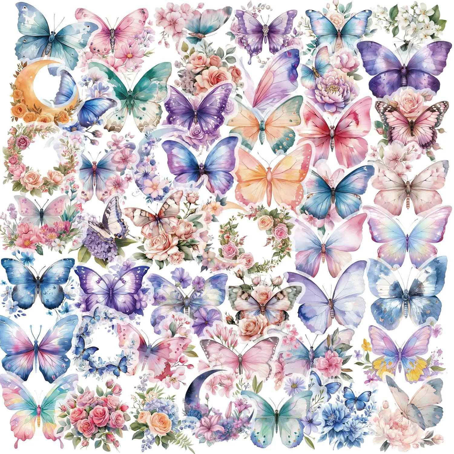 Confezione di adesivi per farfalle colorate da 50 pezzi