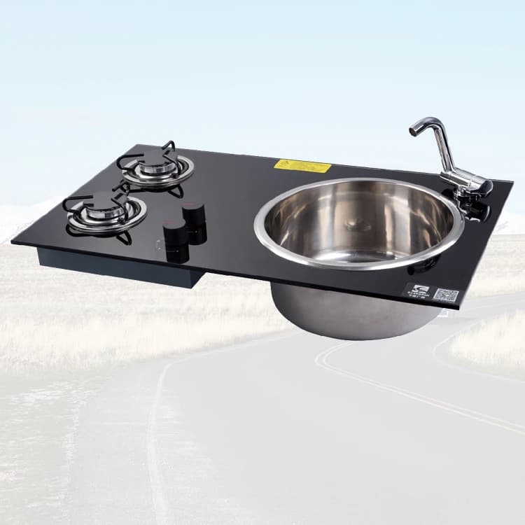 Accessories and kitchen products for caravans Two-burner gas cookers with sink 304 SUS for camping