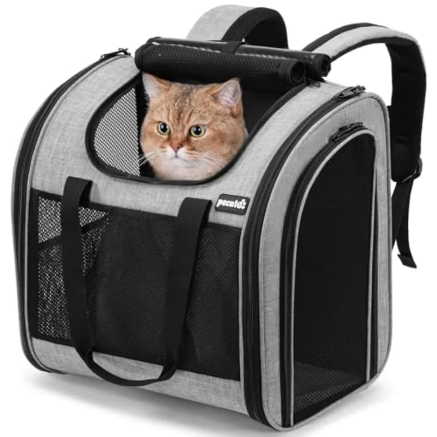 Cat Backpack with Widened Interior Space Upgraded Dog Backpack Carrier with Various Ways to Carry Pet Backpack with Breathable