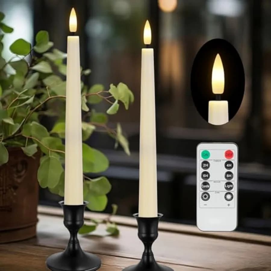 Flameless Taper Candles with Remote, Flickering Battery Operated Candles, 9.6" Led Flameless Candlesticks for Home Party Weedin