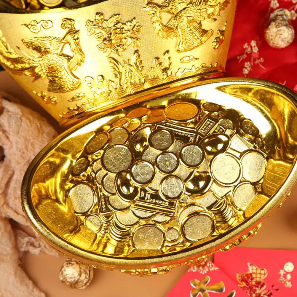1 Piece Gold Lingotto Creative Gift Box, PP Light Plastic Container for Wedding Snacks, Sweet Decorative