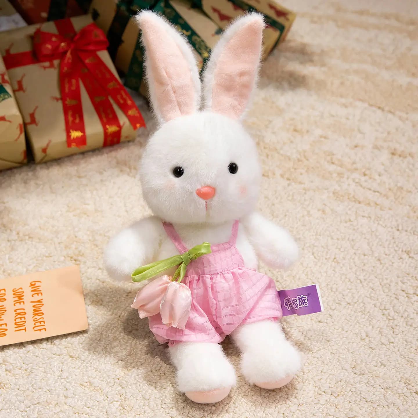 Adorabile Peluche Coniglio Tulipano, Giocattolo per Bambini, Regalo per la Buonanotte, Morbido Animale di Peluche per Bambine dai 3 Anni in su