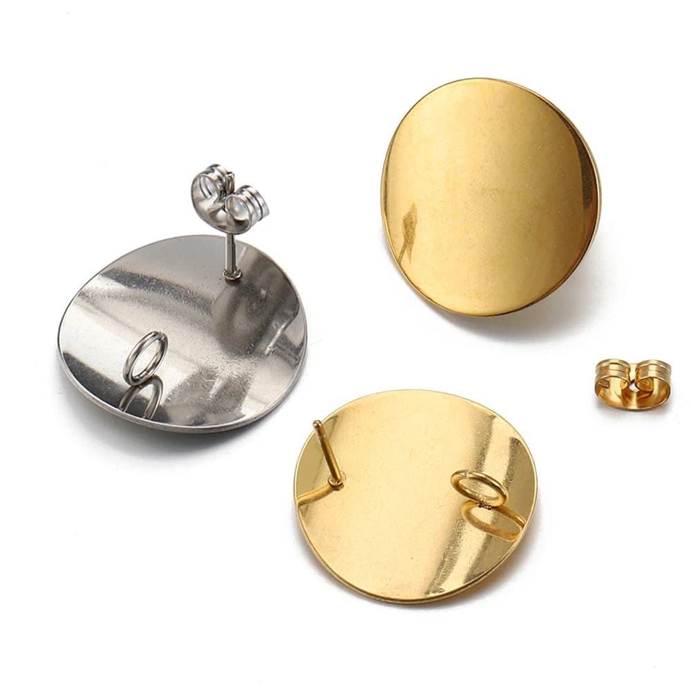 10pcs orecchini a bottone in acciaio inossidabile orecchini ad arco tondo curvo Base witgh Ear Plug per orecchini creazione di gioielli forniture fai da te