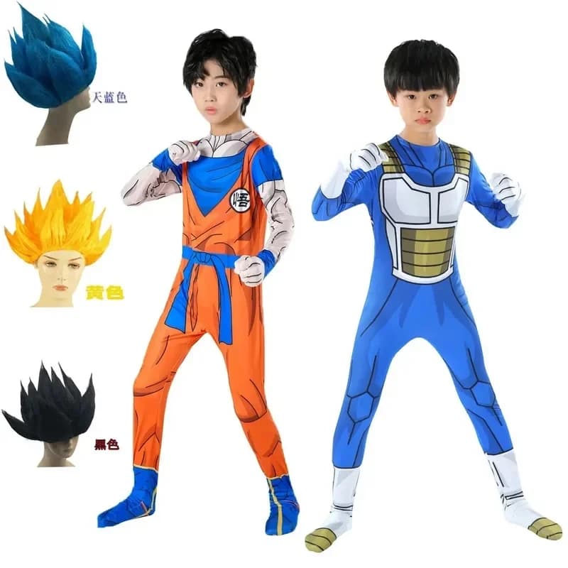 ABC123Kids Adult Suit Son Goku Majin Vegeta Cosplay Anime Superhero Jumpsuit Black Hair Halloween Costume #1 b;6'j,k.9;a
