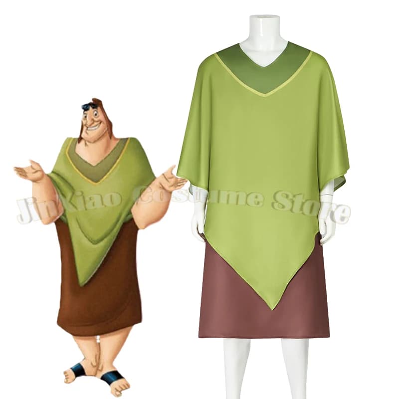 Cosplay Costume Pacha Men's Movies Emperor Kuzco Cosplay Villager Green peasant Top Gonna Dress Halloween Carnival Dresses Fantasy