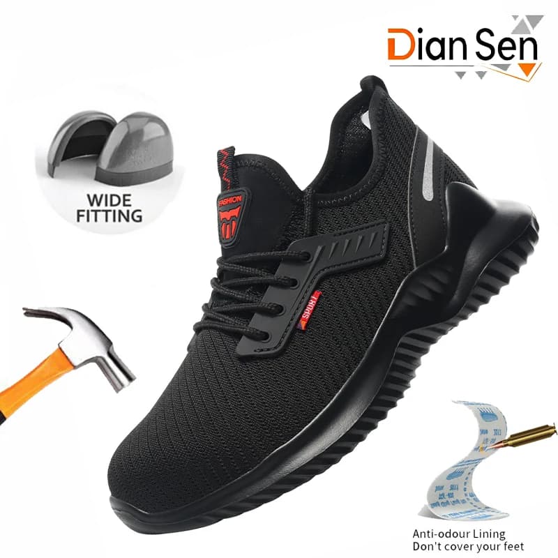 Scarpe da Lavoro per Uomo, Stivali con Punta in Acciaio, Sneakers Leggere e Traspiranti, Scarpe Antiurto Indistruttibili, Stivali da Lavoro e Trekking