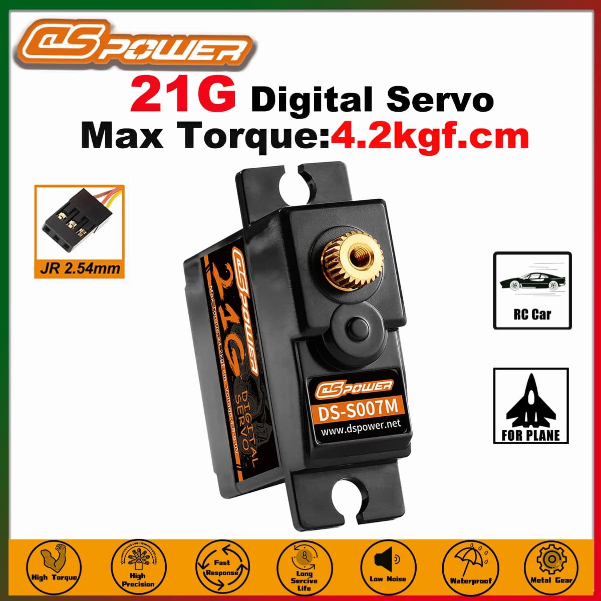 DSPOWER 21G Waterproof Digital Servo with Metal Gear for Auto RC 1/12 1/14 1/16, Truck, Crawler, Boat, Drone, Air, Robot, Models
