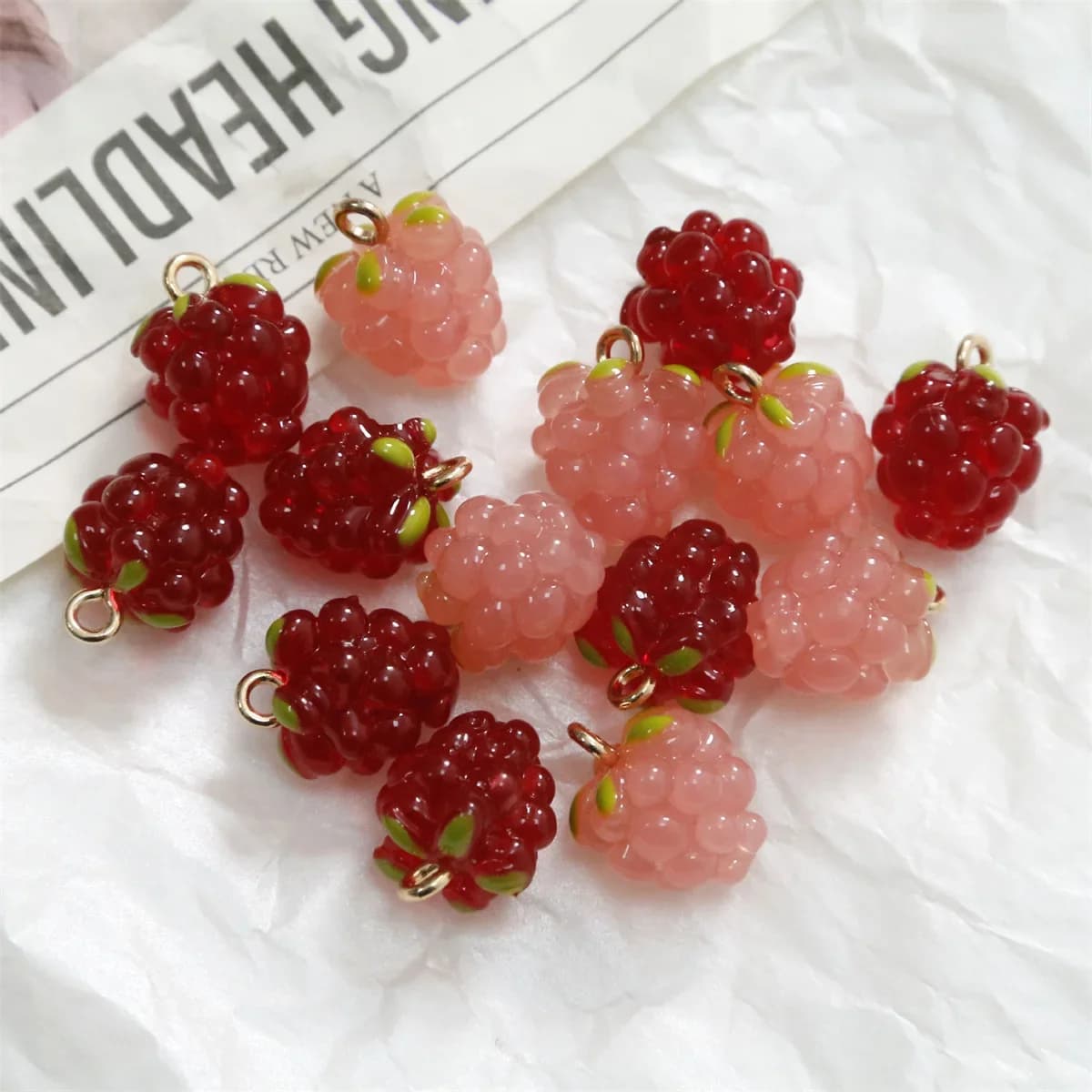 SG11 15*11mm 2pcs/lots Simulation Raspberry Beads Galss Beads Pendant Necklace Earring Phone Bracelet DIY Making Beads Women