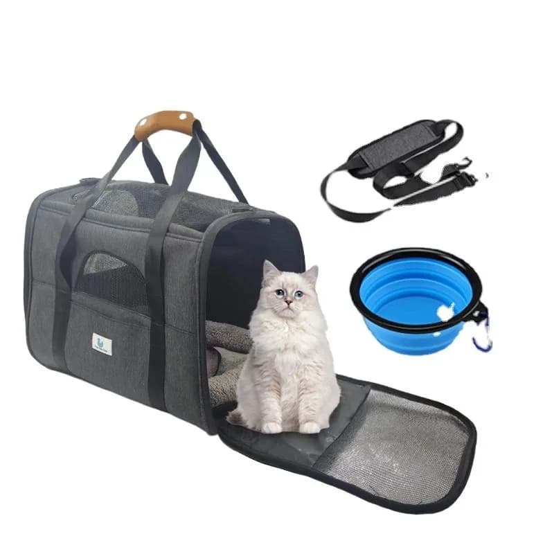 Borsa da trasporto portatile in tessuto Oxford per animali domestici, con chiusura a cerniera, approvata per il viaggio in aereo per cani e gatti